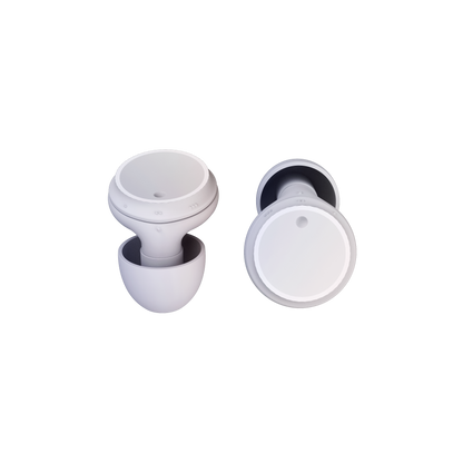 earbit One adjustable earplugs in White on purple gradient